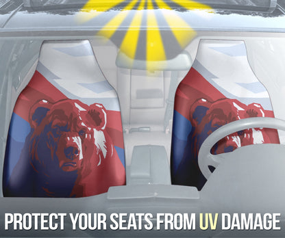 Bear Russia Flag Printed Car Seat Covers