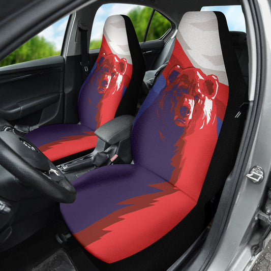 Bear Russia Flag Printed Car Seat Covers
