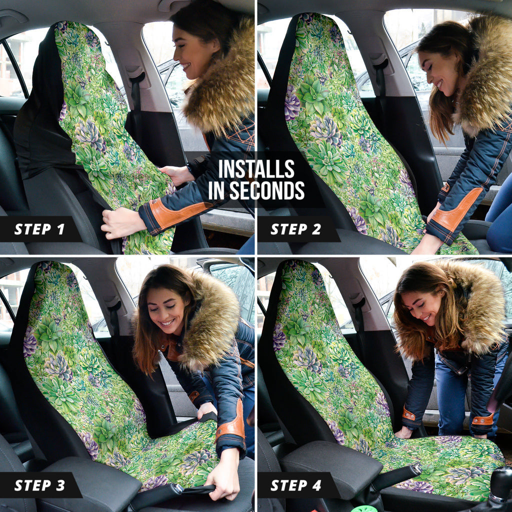 Succulent Natural Watercolor Car Seat Covers