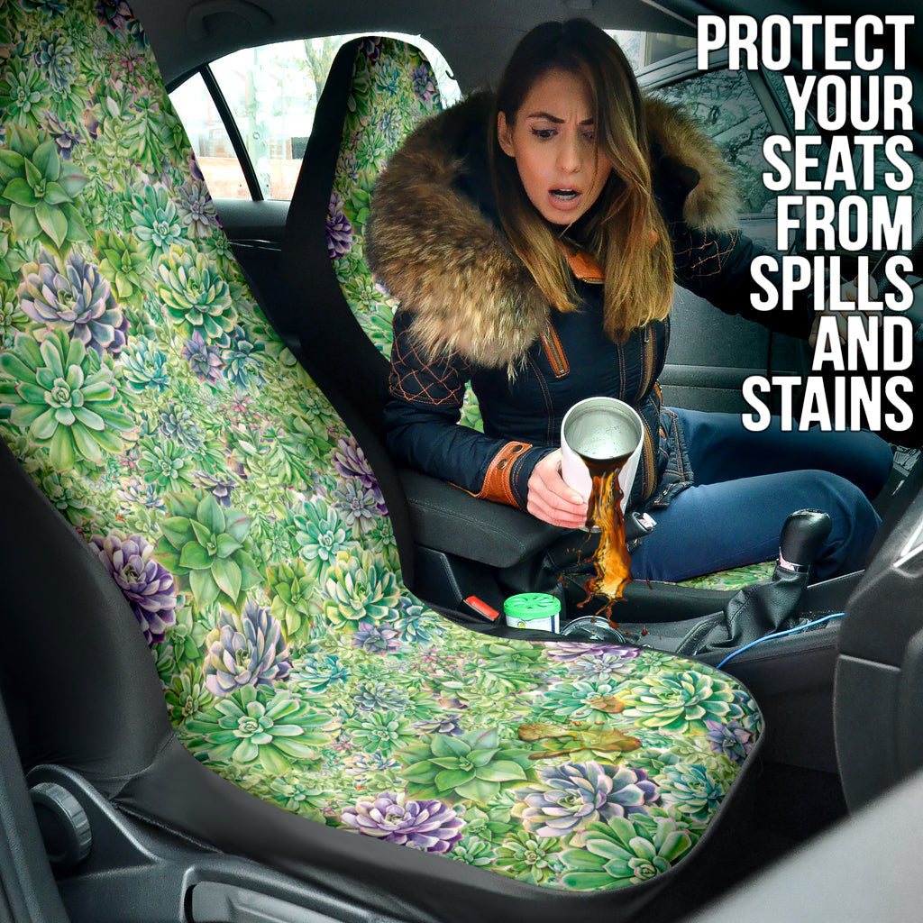 Succulent Natural Watercolor Car Seat Covers
