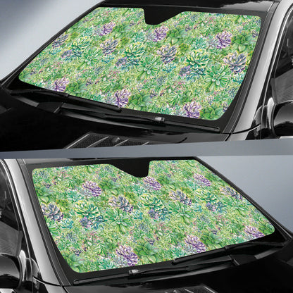 Succulent Natural Watercolor Car Auto Sun Shades