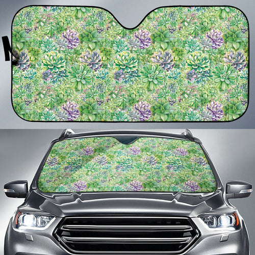 Succulent Natural Watercolor Car Auto Sun Shades