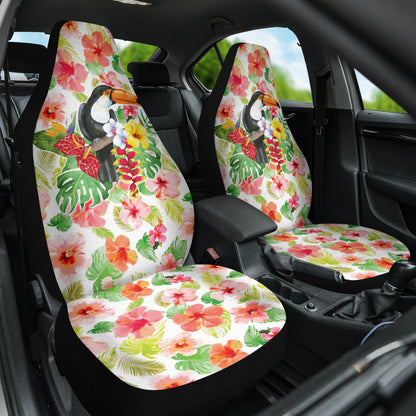 Pink Hibicus Toucan Watercolor Car Seat Covers
