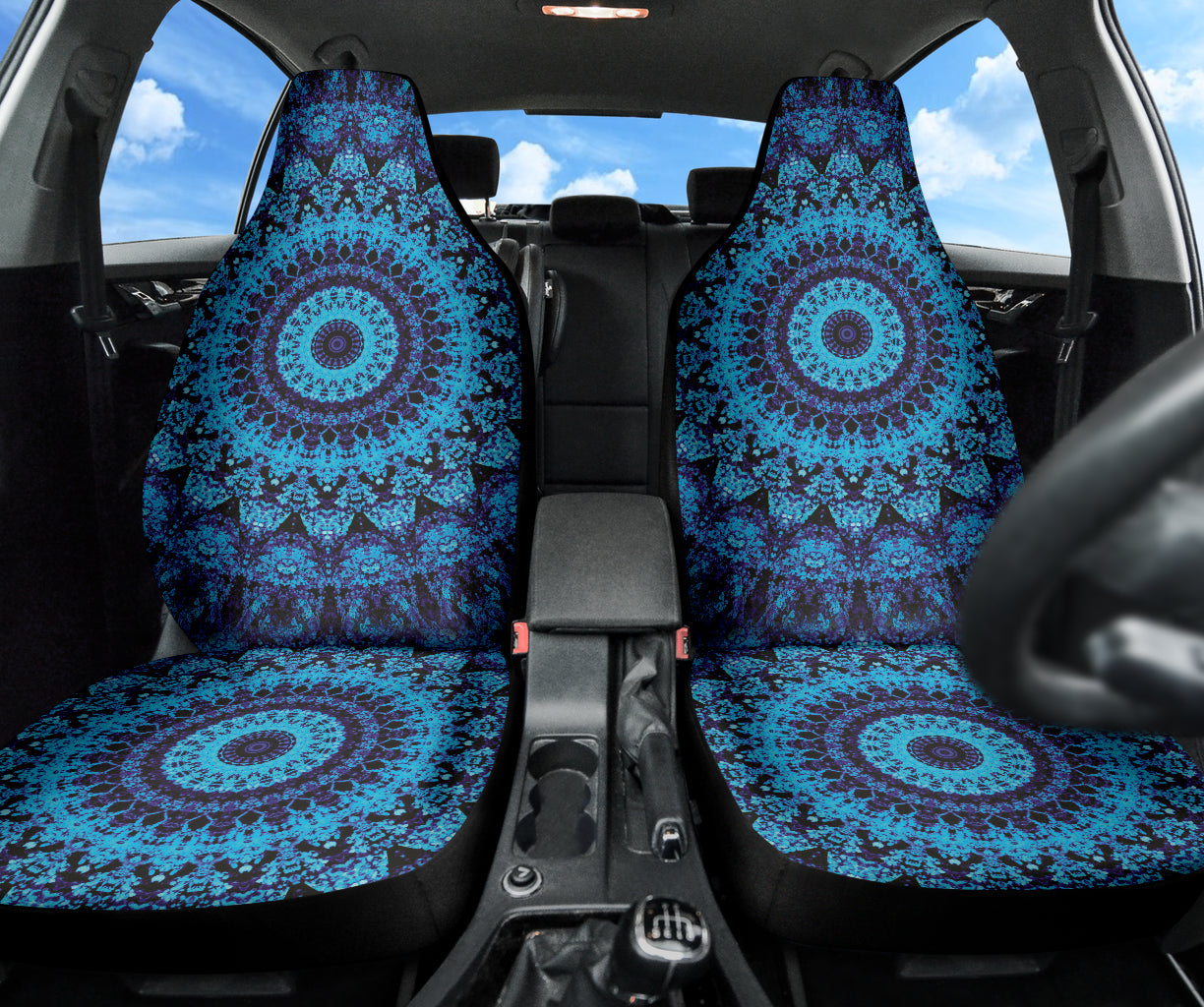 Blue Mandala Circle Car Seat Covers