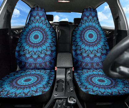 Blue Mandala Circle Car Seat Covers