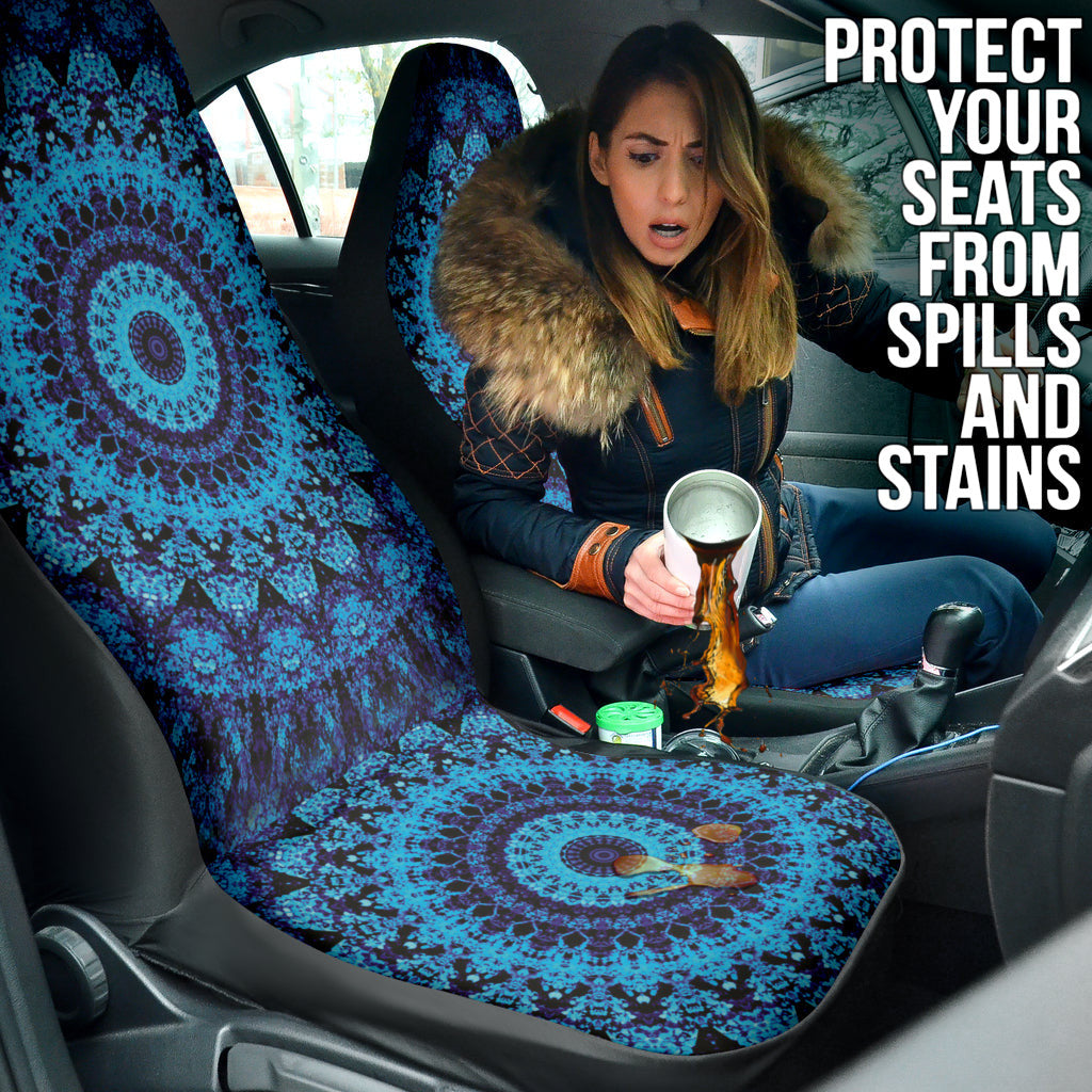Blue Mandala Circle Car Seat Covers