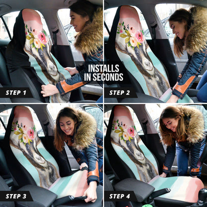 Goat Cute Colorful Watercolor Car Seat Covers