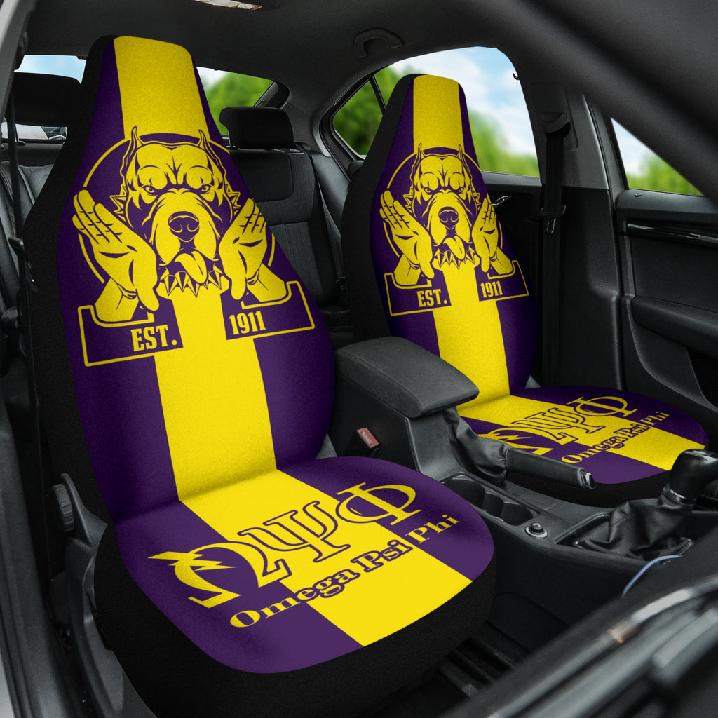 African Omega Psi Phi Car Seat Covers Bulldog Style