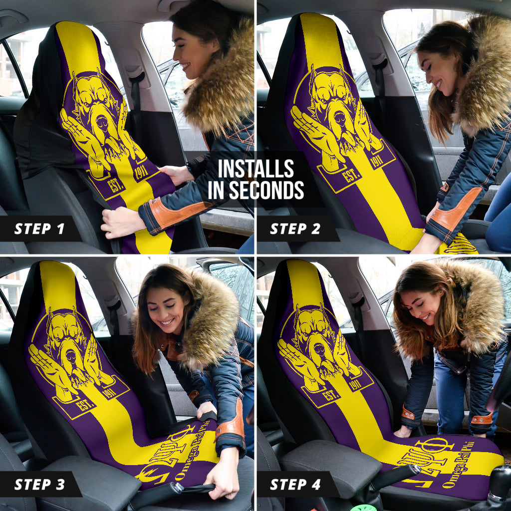 African Omega Psi Phi Car Seat Covers Bulldog Style