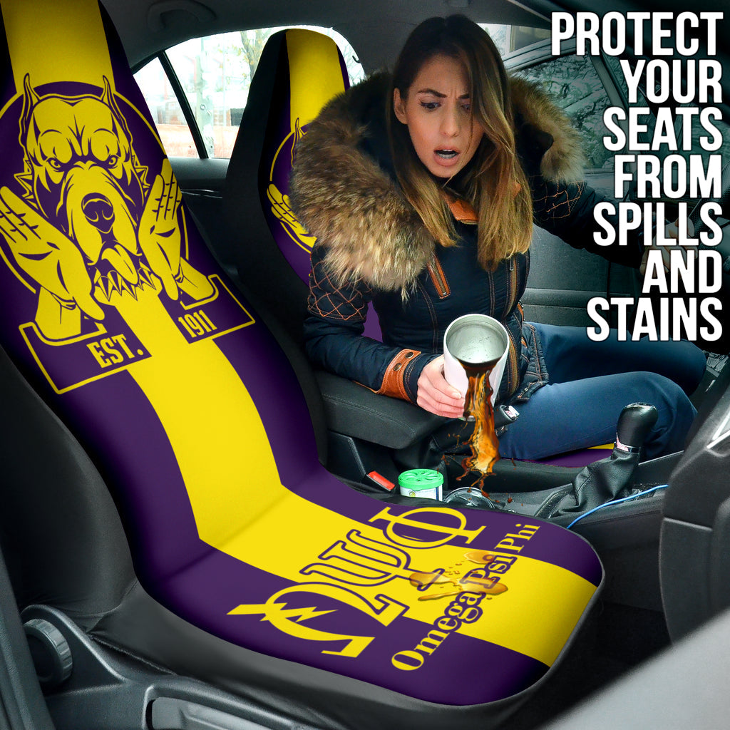 African Omega Psi Phi Car Seat Covers Bulldog Style
