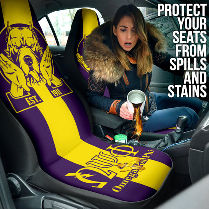 African Omega Psi Phi Car Seat Covers Bulldog Style