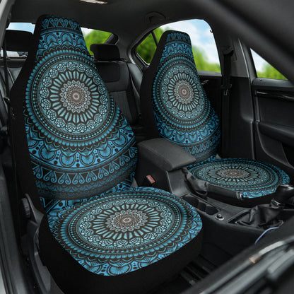 Cyan Mandala Circle Car Seat Covers