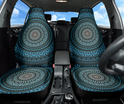 Cyan Mandala Circle Car Seat Covers