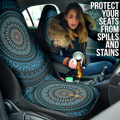 Cyan Mandala Circle Car Seat Covers