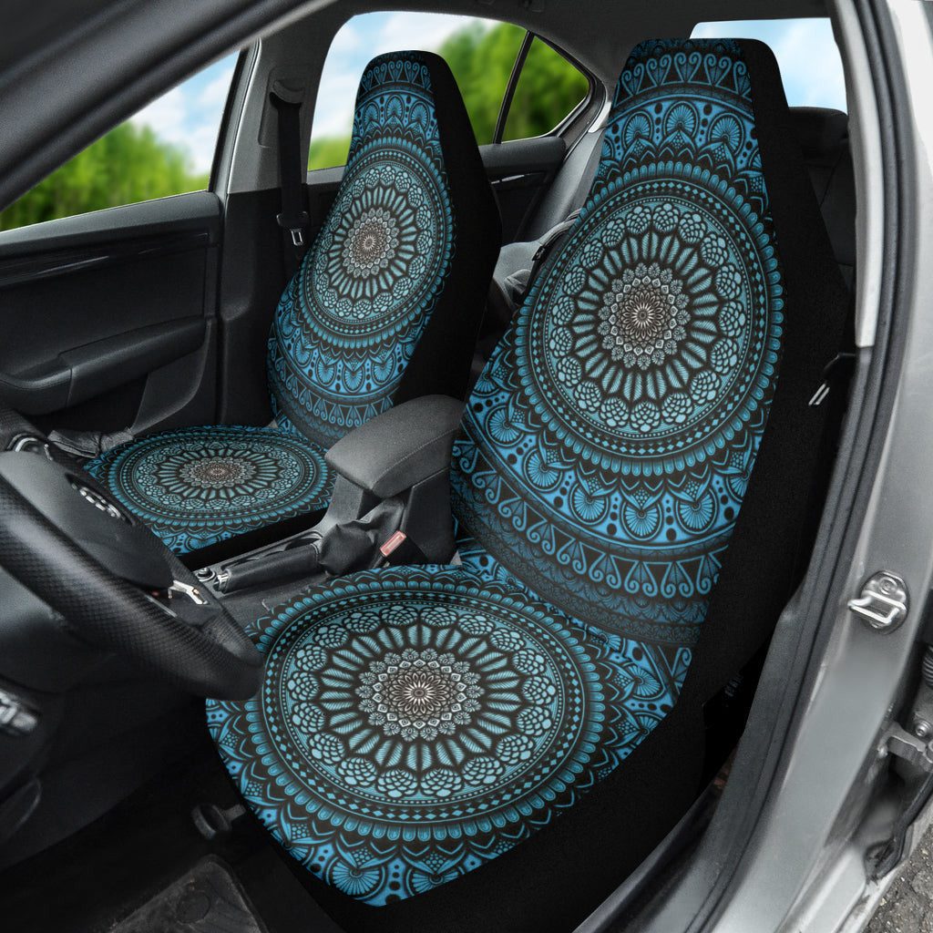 Cyan Mandala Circle Car Seat Covers