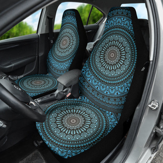Cyan Mandala Circle Car Seat Covers