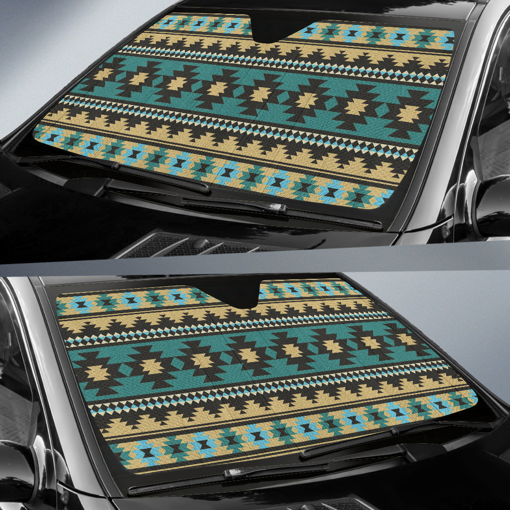 Southwest Navajo Native American Green Black Car Auto Sun Shades