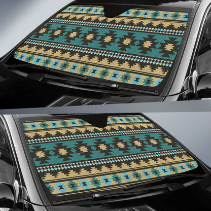 Southwest Navajo Native American Green Black Car Auto Sun Shades