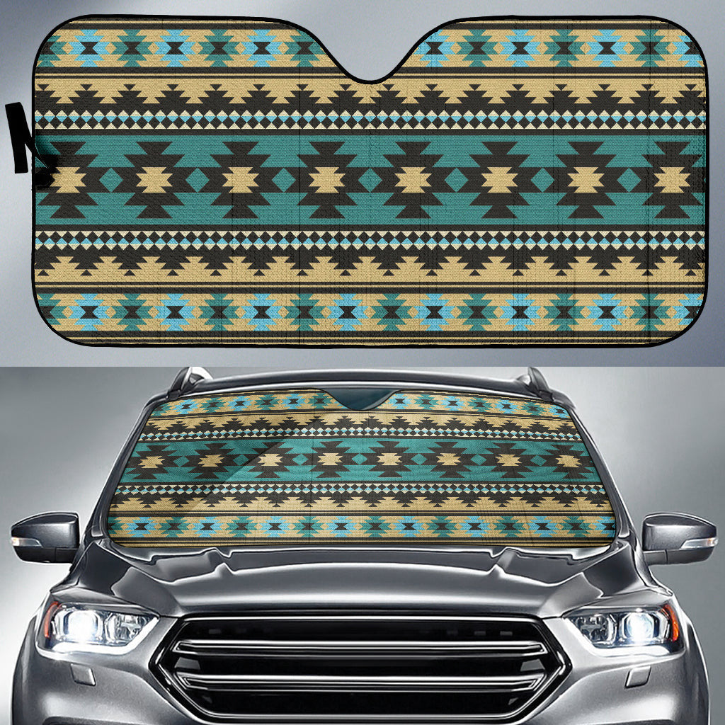 Southwest Navajo Native American Green Black Car Auto Sun Shades