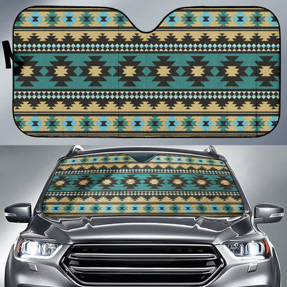 Southwest Navajo Native American Green Black Car Auto Sun Shades