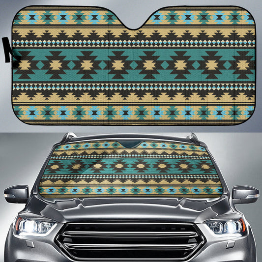 Southwest Navajo Native American Green Black Car Auto Sun Shades
