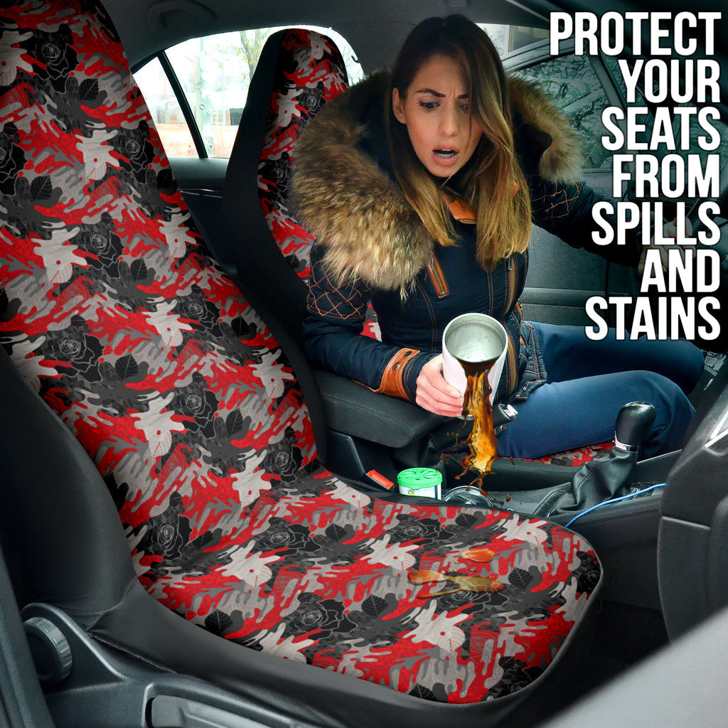 Rose Black Camo Car Auto Seat Covers
