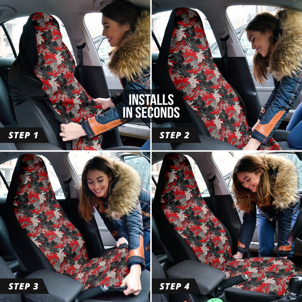 Rose Black Camo Car Auto Seat Covers