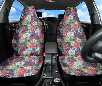 Succulent Watercolor Pattern Car Seat Covers