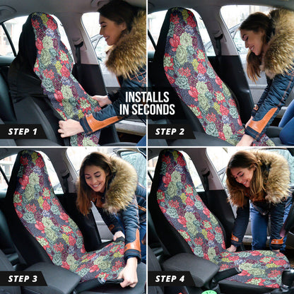 Succulent Watercolor Pattern Car Seat Covers