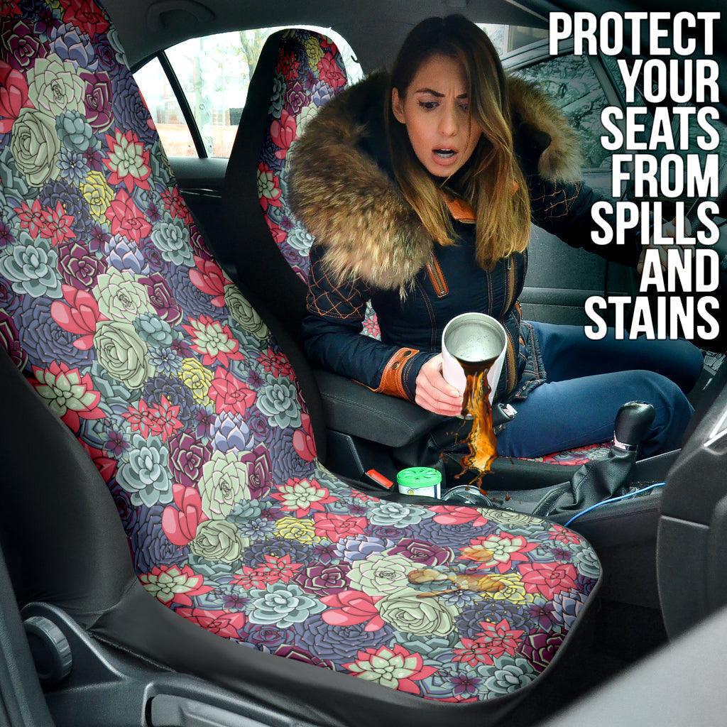 Succulent Watercolor Pattern Car Seat Covers