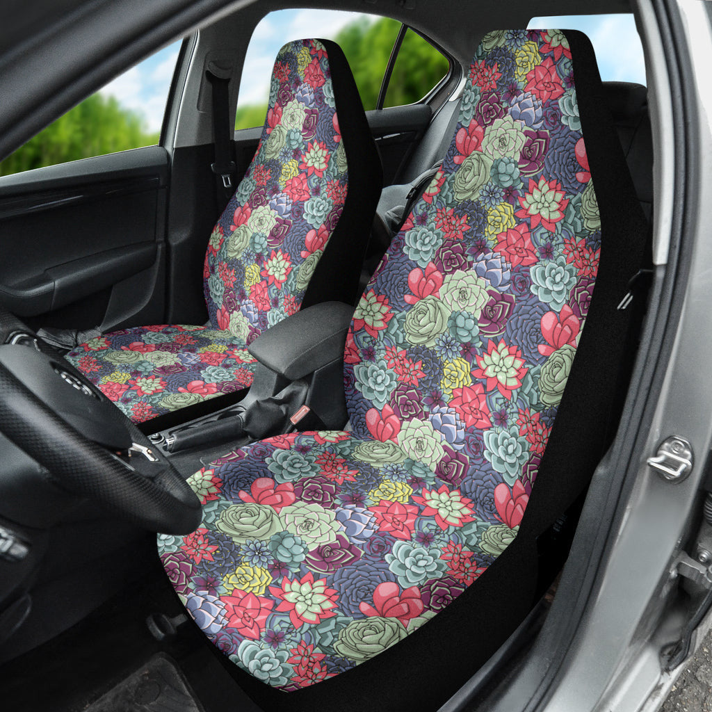 Succulent Watercolor Pattern Car Seat Covers