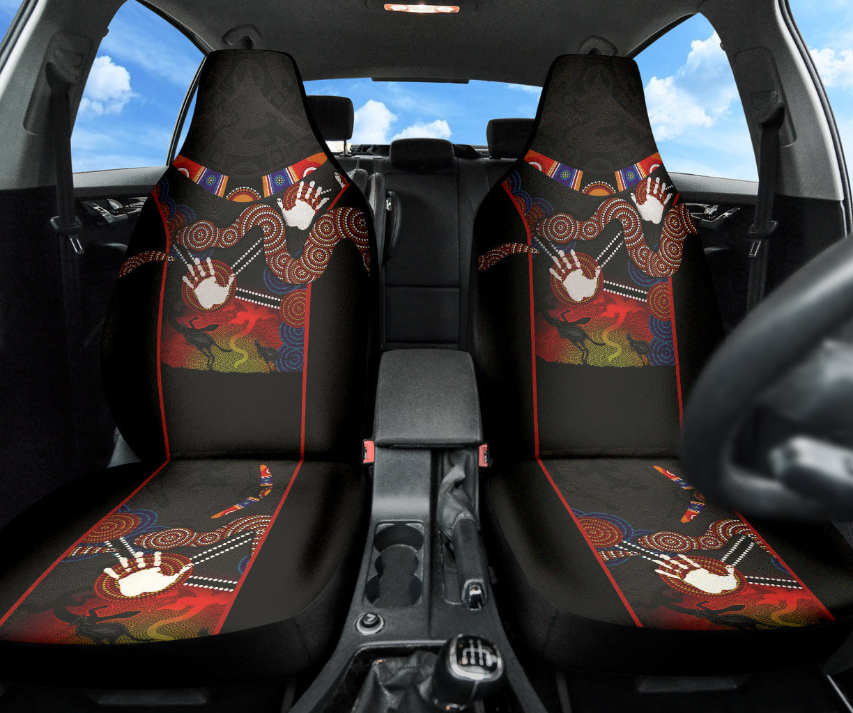 Australian Boomerang And Snake Indigenous Car Seat Covers