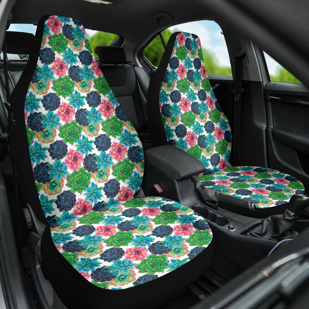 Succulent Colorful White Background Watercolor Car Seat Covers