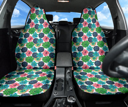 Succulent Colorful White Background Watercolor Car Seat Covers