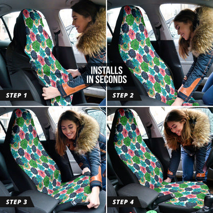 Succulent Colorful White Background Watercolor Car Seat Covers
