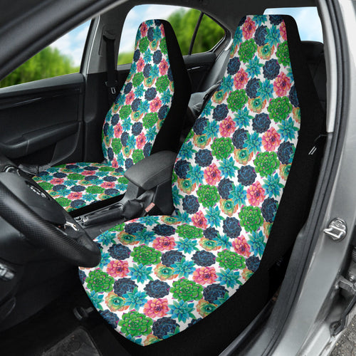 Succulent Colorful White Background Watercolor Car Seat Covers