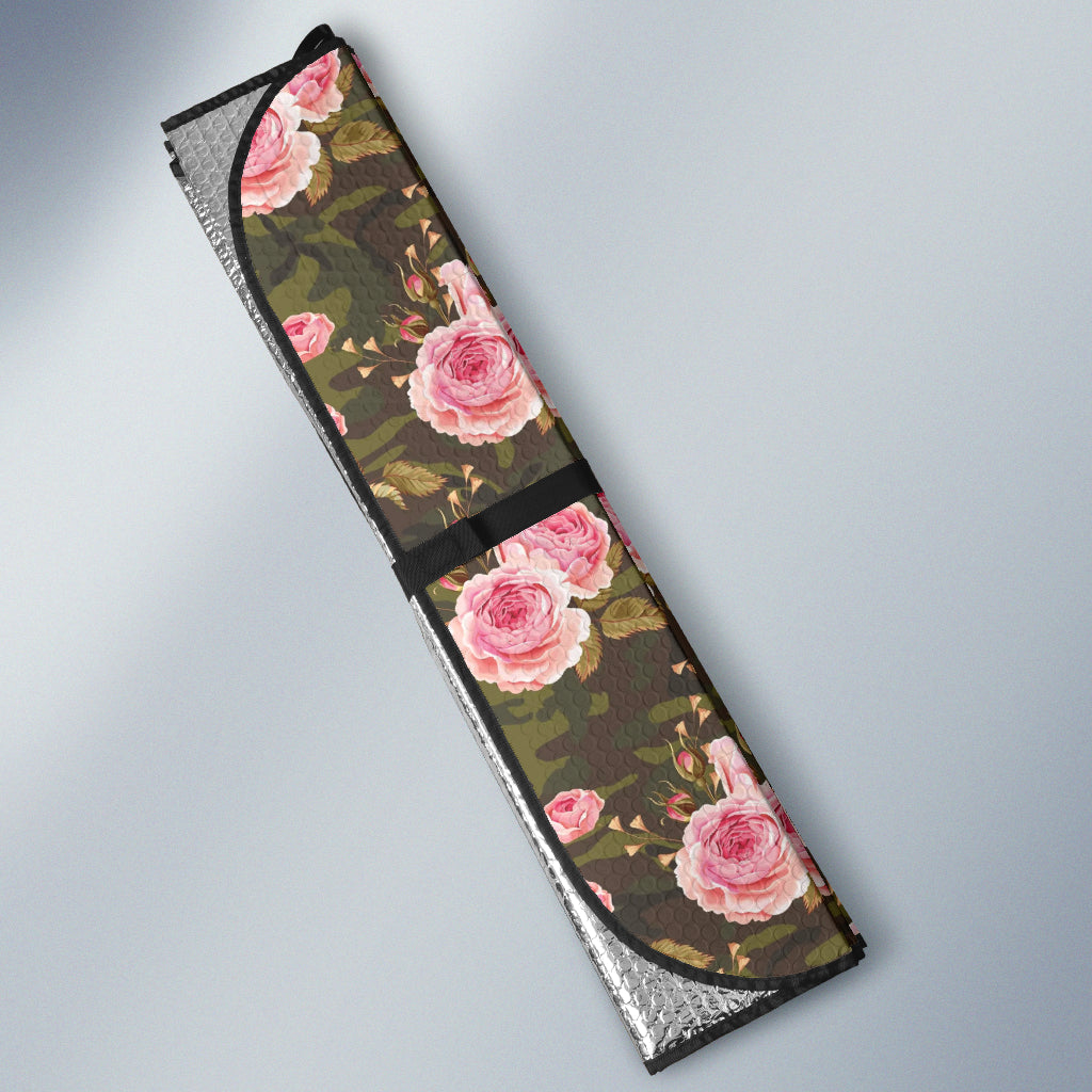 Pink Rose Camo Green Car Auto Sun Shades