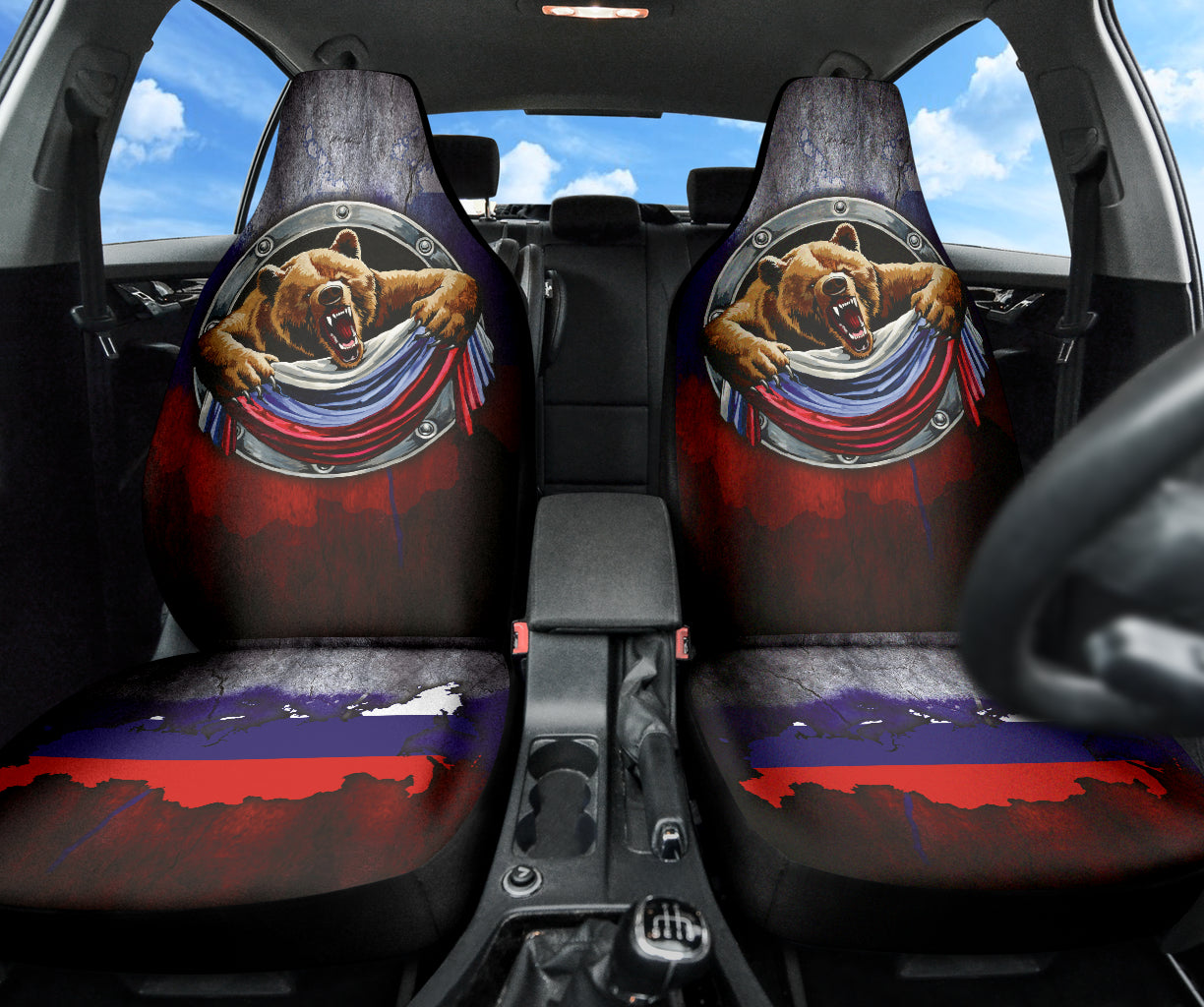Russia Flag Angry Bear Amazing Decor Gift Present Car Seat Covers