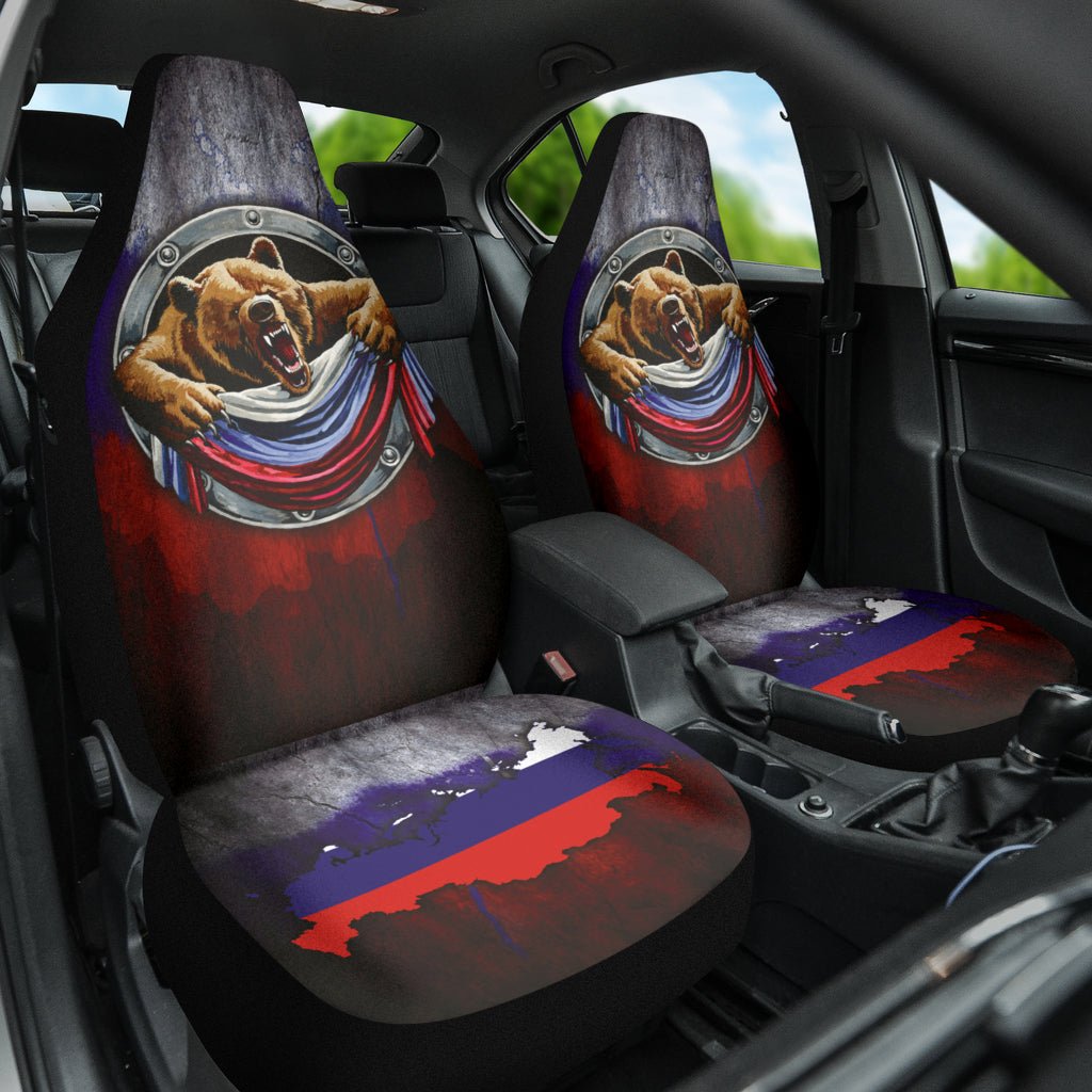 Russia Flag Angry Bear Amazing Decor Gift Present Car Seat Covers
