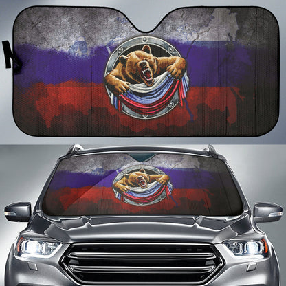 Russia Flag Angry Bear Amazing Decor Gift Present Car Auto Sun Shades