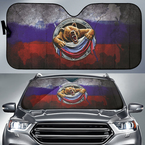 Russia Flag Angry Bear Amazing Decor Gift Present Car Auto Sun Shades