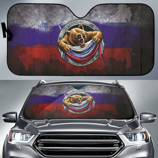 Russia Flag Angry Bear Amazing Decor Gift Present Car Auto Sun Shades