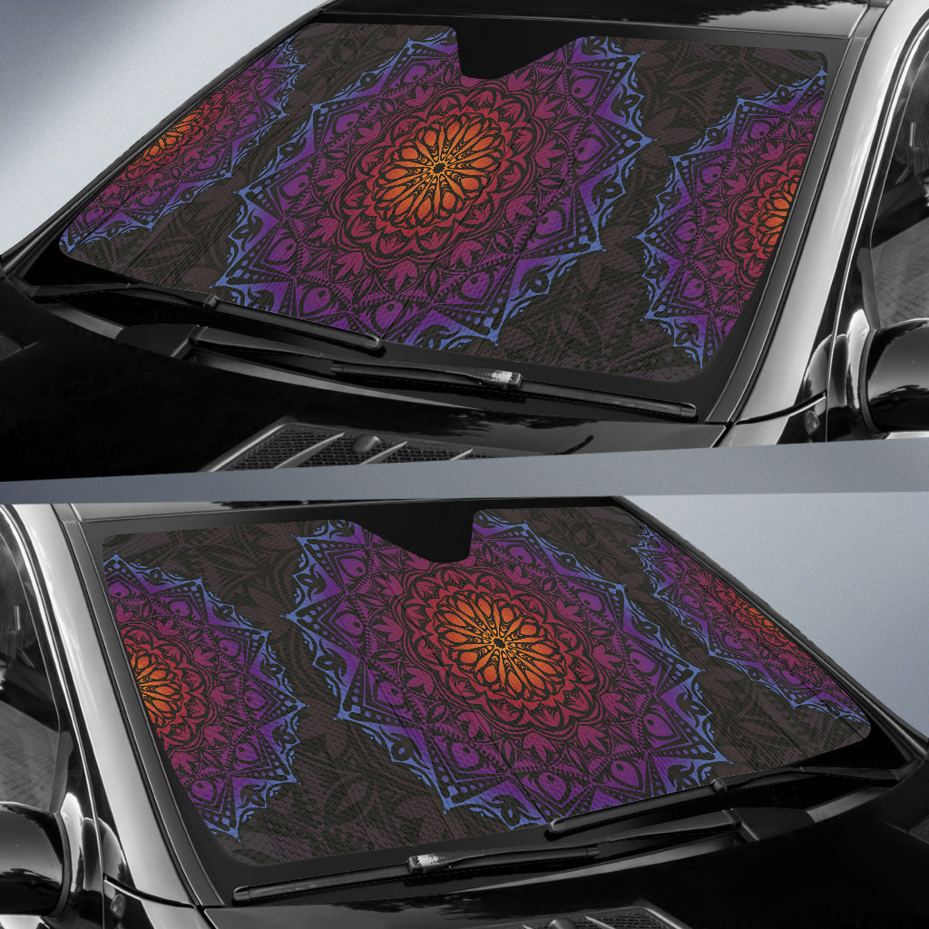 Purple Mandala Circle Car Auto Sun Shades