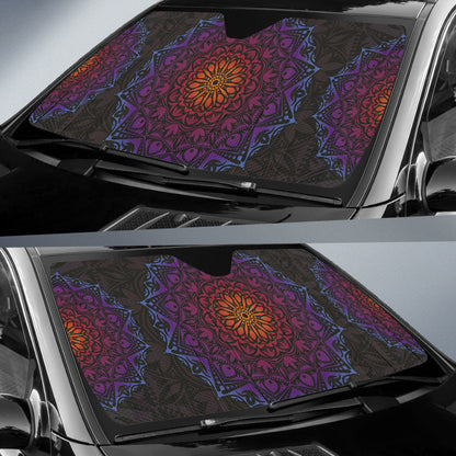 Purple Mandala Circle Car Auto Sun Shades
