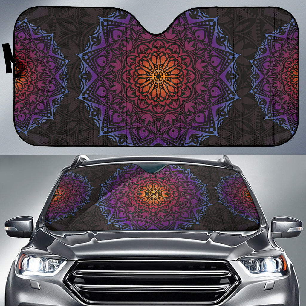 Purple Mandala Circle Car Auto Sun Shades