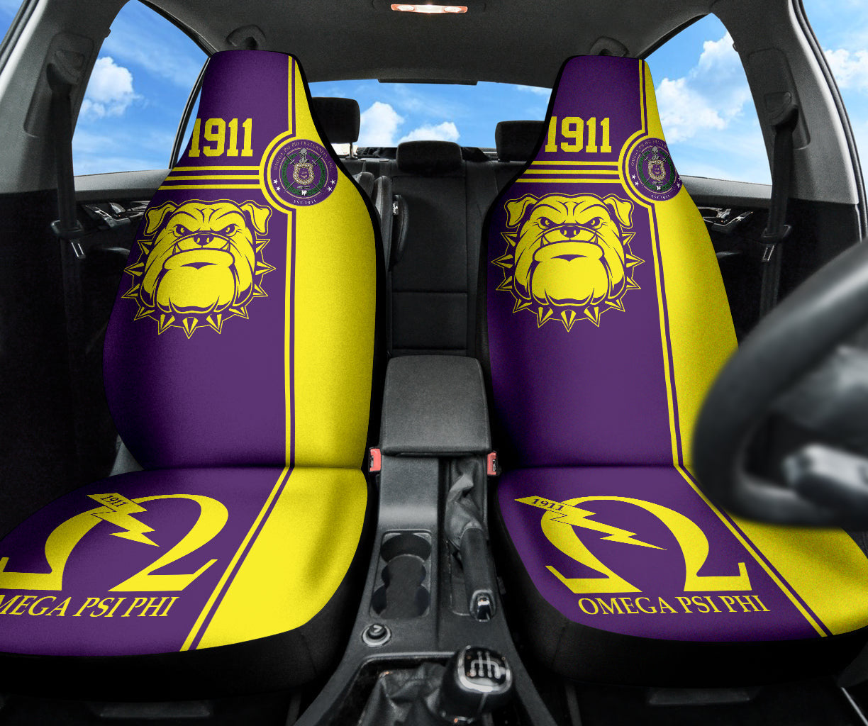 Omega Psi Phi Bulldog Style Car Seat Covers