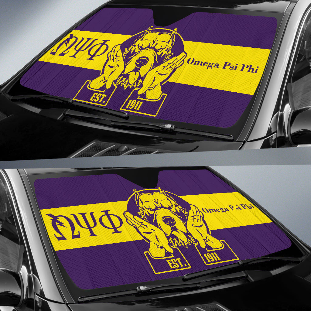 African Omega Psi Phi Car Auto Sun Shades Bulldog Style
