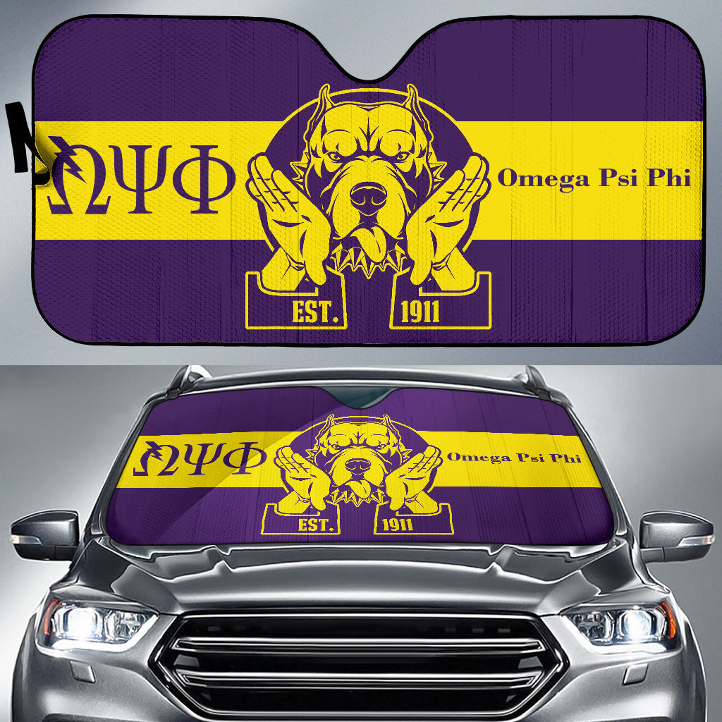 African Omega Psi Phi Car Auto Sun Shades Bulldog Style