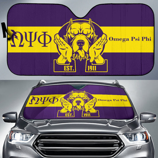 African Omega Psi Phi Car Auto Sun Shades Bulldog Style
