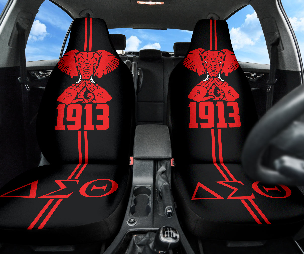 Delta Sigma Theta Elephant Symbol Black Car Auto Seat Covers